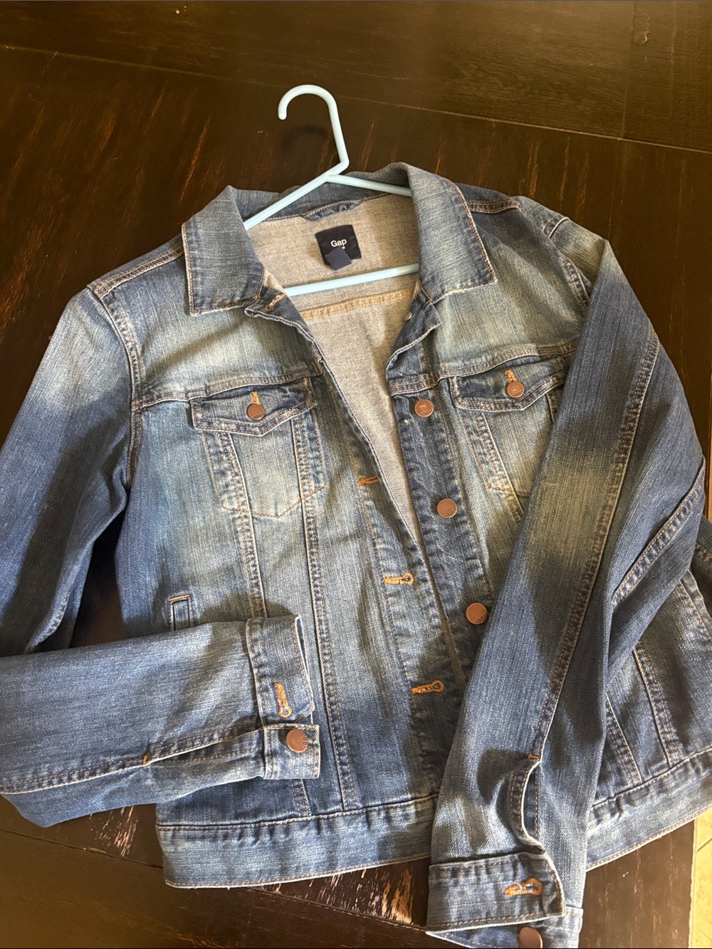 GAP Distressed Light Blue Denim Jacket